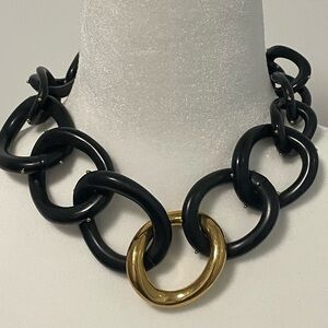 KARA ROSS Ebony Resin & Gold Statement Necklace